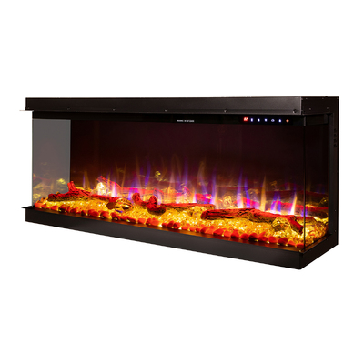 Șemineu electric 3D incorporabil Haiti 40, 533x1035x332 mm, 1500W, peste 100 de combinații de culori, Termostat, Bușteni și cristale