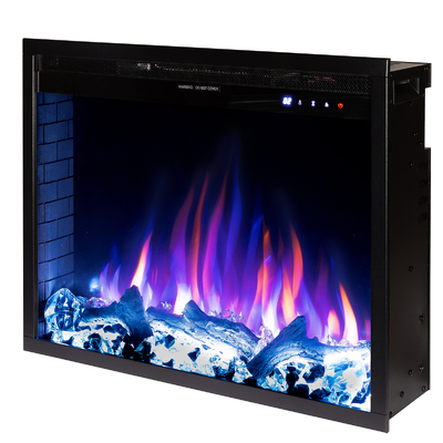 Tomas electric fireplace insert, 508x646x186.6 mm, 1500W, 50 color combinations, Thermostat, Logs and crystals