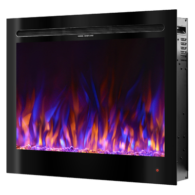 Colorado recessed and wall mounted electric fireplace, 633x771x142 mm, 1500W, 3 flame colors, 5 flame brightness levels, Logs and crystals