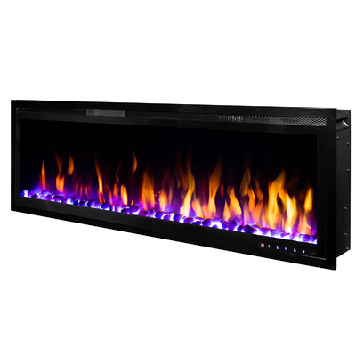 Schubert 50 recessed and wall mounted electric fireplace, Art Flame, 448x1271x146 mm, 1500W, over 60 color combinations, Thermostat, Logs, cryst
