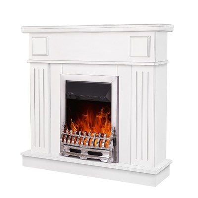 Electric fireplace Marina & Galileo silver, 997x1034x270 mm, 2000W, Thermostat, 5 flame brightness levels, Timer