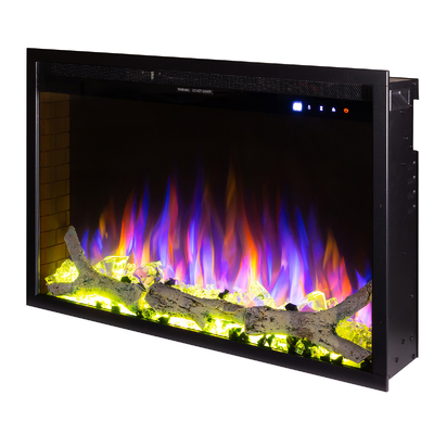 Tomas maxi electric fireplace insert, 508x748x186.6 mm, 1500W, 50 color combinations, Thermostat, Logs and crystals