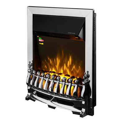 Galileo silver electric fireplace insert, 592x482x185 mm, 2000W, Thermostat, 5 flame brightness levels, Timer