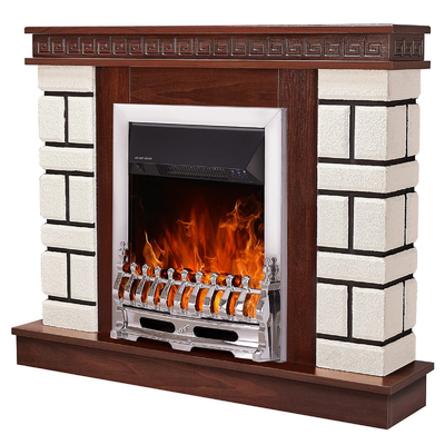 Electric fireplace Nazary mini & Galileo silver, 874x1080x245 mm, 2000W, Thermostat, 5 flame brightness levels, Timer