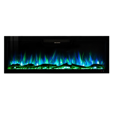 Vegas 50 recessed and wall mounted electric fireplace, 457x1270x126 mm, 1500W, 10 flame colors, Thermostat, Logs and crystals