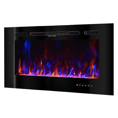 Șemineu electric de perete-incorporabil Beverly, 544x1016x140 mm, 1500W, 3 culori ale flăcărilor, 5 niveluri ale intensității flăcărilor, Bușteni și cris