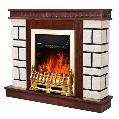 Electric fireplace Nazary mini & Galileo gold, 874x1080x245 mm, 2000W, Thermostat, 5 flame brightness levels, Timer