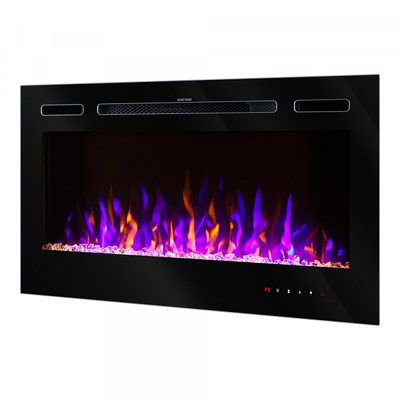 Șemineu electric de perete-incorporabil Kamelia, 544x1143x140 mm, 1500W,  3 culori ale flăcărilor, 5 niveluri ale intensității flăcărilor, Bușteni