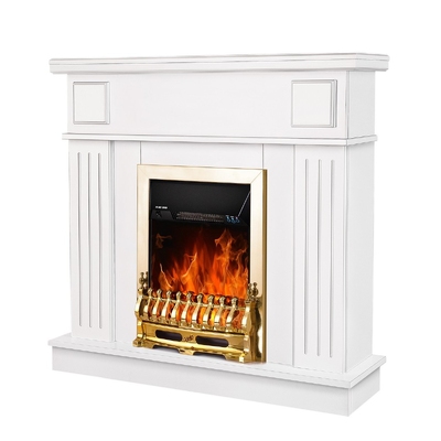 Electric fireplace Marina & Galileo gold, 997x1034x270 mm, 2000W, Thermostat, 5 flame brightness levels, Timer