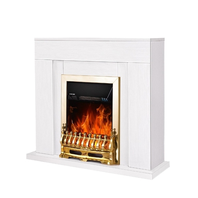 Electric fireplace Agnes & Galileo gold, 850x950x300 mm, 2000W, Thermostat, 5 flame brightness levels, Timer