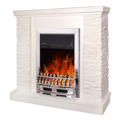 Electric fireplace Rock & Galileo silver, 903x980x300 mm, 2000W, Thermostat, 5 flame brightness levels, Timer